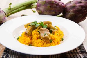 risotto, carciofi, zafferano